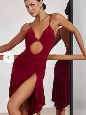 Dancewear - ZYM Latin Dance Dress,, Reve Dress, 2430, Red M